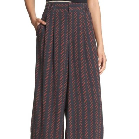 APIECE APART 'Taiyana Wabi' Wide Leg Crop Pants Navy Hatch Sz 2 - Picture 10 of 10